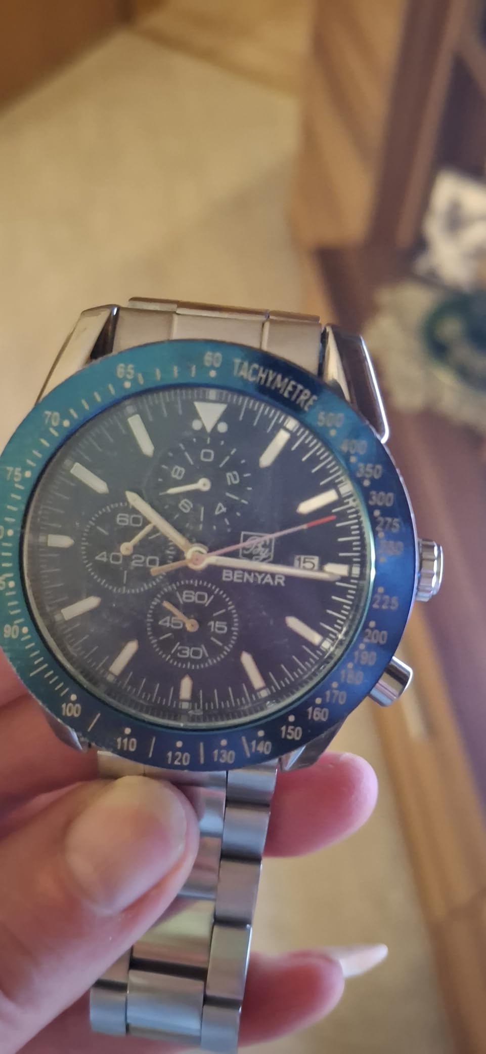 BENYAR BY-5140 Men’s Quartz Chronograph Watch – 44mm Stainless Steel Sports & Business Watch