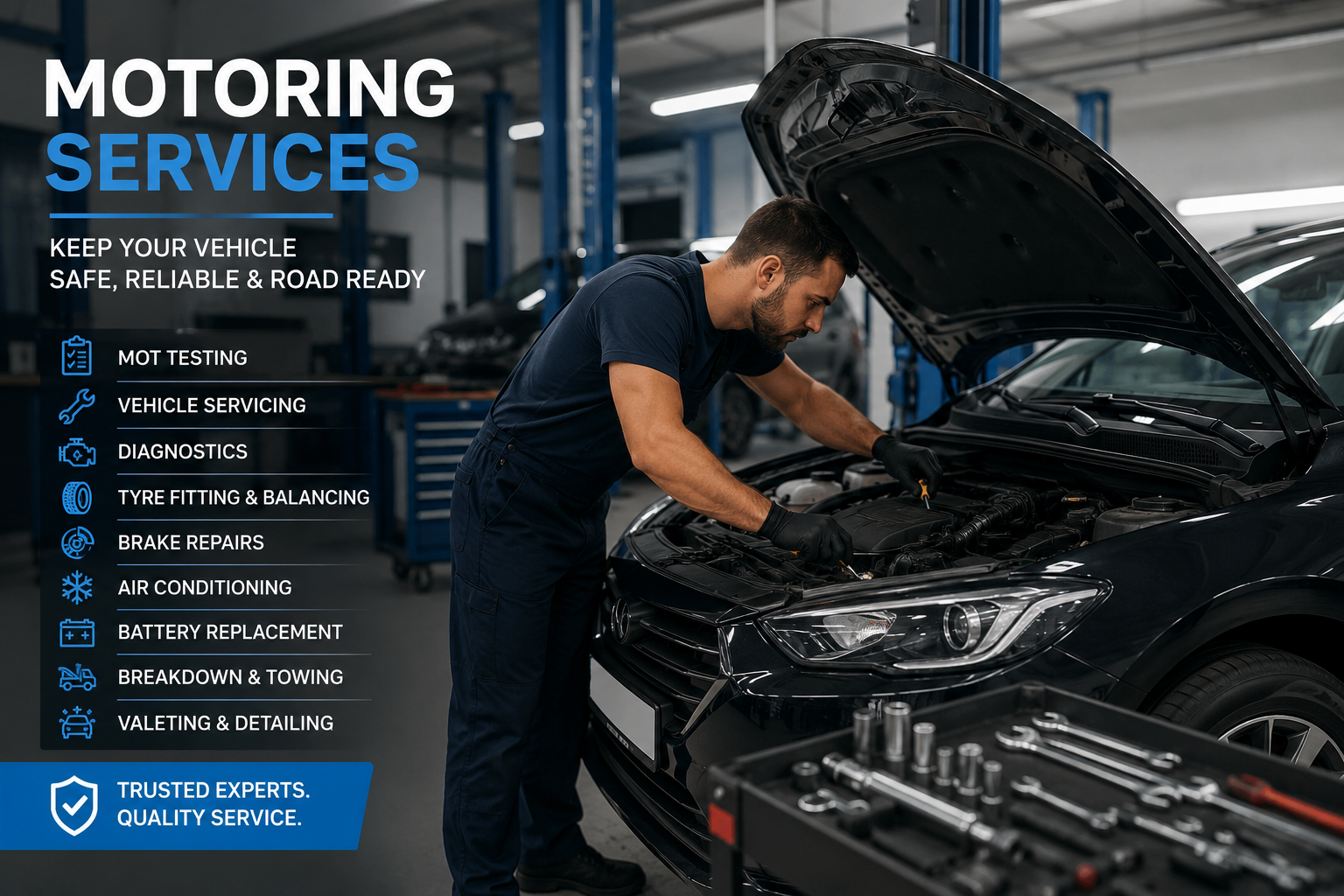 Motoring Services – MOT, Repairs, Servicing, Tyres & Vehicle Specialists